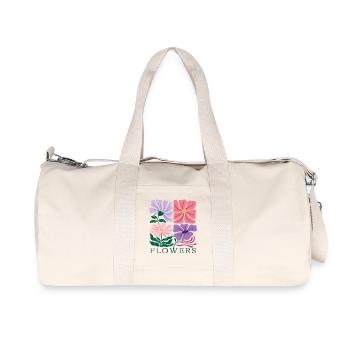 Floral Pattern with Pastel Flowers - Recycled Canvas Sports Bag by Stanley/Stella - natural - Front