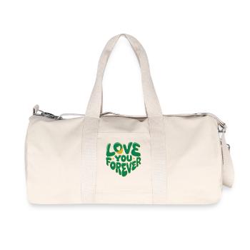 Love You Forever Heart Design - Recycled Canvas Sports Bag by Stanley/Stella - natural - Front
