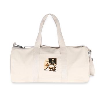 Humorous Skeleton Teacher Illustration - Recycled Canvas Sports Bag by Stanley/Stella - natural - Front