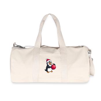Pinguin mit Weihnachtsmütze und Weihnachtkugel - Recycelte Canvas-Sporttasche von Stanley/Stella - Naturweiß - Vorne