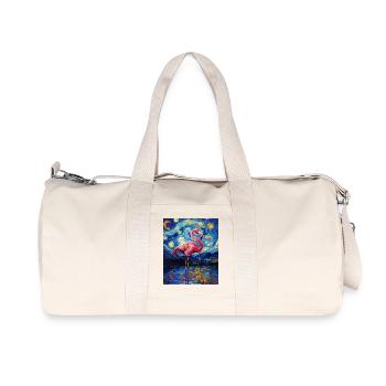 Flamingo Van Gogh Style Starry Night - Recycled Canvas Sports Bag by Stanley/Stella - natural - Front