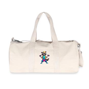 Raffinierter Waschbär Fitnessheld - Recycelte Canvas-Sporttasche von Stanley/Stella - Naturweiß - Vorne