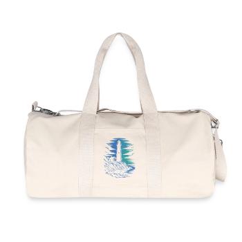 Lighthouse on the rocky coastal path - Recycled Canvas Sports Bag by Stanley/Stella - natural - Front