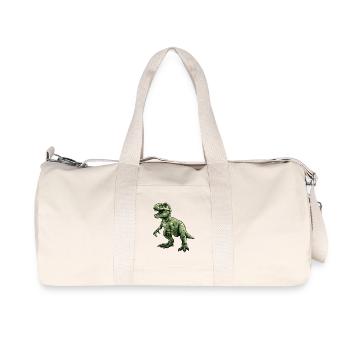 Green Retro Dino T Rex - Recycled Canvas Sports Bag by Stanley/Stella - natural - Front