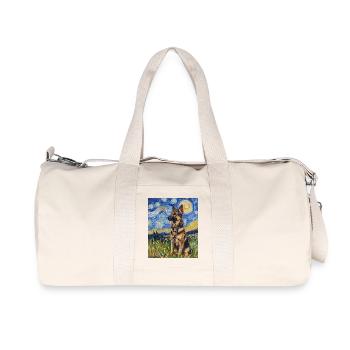 German Shepherd Dog Dogs Van Gogh Style Starry Night - Recycled Canvas Sports Bag by Stanley/Stella - natural - Front