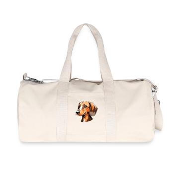 Dachshund Portrait Orange Cartoon - Recycled Canvas Sports Bag by Stanley/Stella - natural - Front