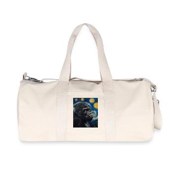 Gorilla Gorillas Monkey Van Gogh Style Starry Night - Recycled Canvas Sports Bag by Stanley/Stella - natural - Front