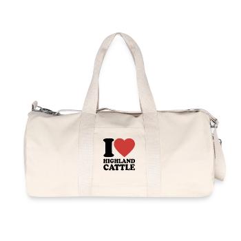 J’aime les bovins Highland - Cœur - Bovins - Sac de sport en toile recyclée Stanley/Stella - blanc naturel - Devant