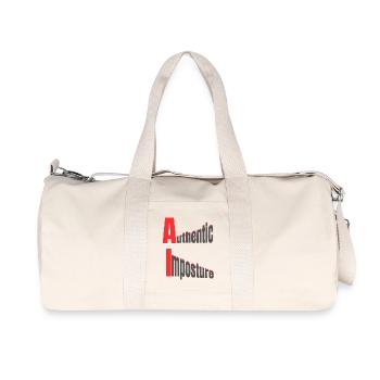 KI – Authentischer Hochstapel – Starkes Grafikdesign - Recycelte Canvas-Sporttasche von Stanley/Stella - Naturweiß - Vorne