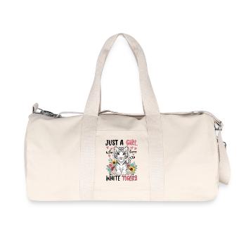Girl Tigers with Flower Heart - Recycled Canvas Sports Bag by Stanley/Stella - natural - Front