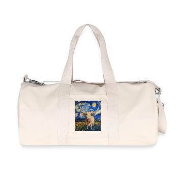 Longhorn Kuh Kühe Stier Van Gogh Starry Night - Recycelte Canvas-Sporttasche von Stanley/Stella - Naturweiß - Vorne
