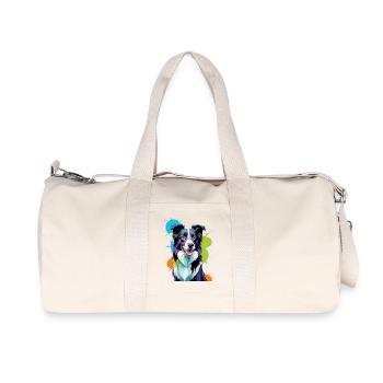 Colorful Border Collie - Recycled Canvas Sports Bag by Stanley/Stella - natural - Front