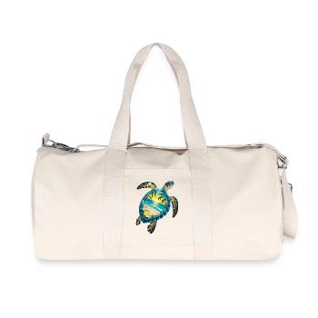 Turtle Waves Surf Turtle Surfer Turtles - Recycled Canvas Sports Bag by Stanley/Stella - natural - Front