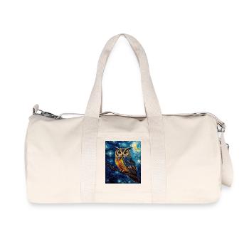Owl Bird Van Gogh Style Starry Night - Recycled Canvas Sports Bag by Stanley/Stella - natural - Front
