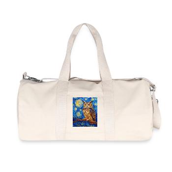Owl Bird Van Gogh Style Starry Night - Recycled Canvas Sports Bag by Stanley/Stella - natural - Front