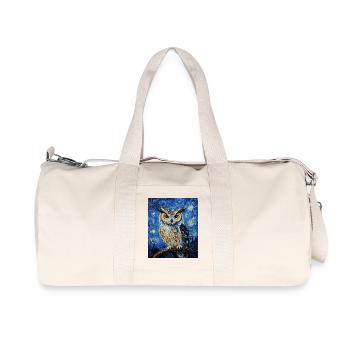 Owl Bird Van Gogh Style Starry Night - Recycled Canvas Sports Bag by Stanley/Stella - natural - Front