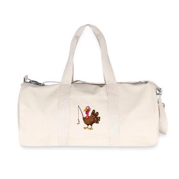 Funny Turkey Fishing Thanksgiving - Recycled Canvas Sports Bag by Stanley/Stella - natural - Front