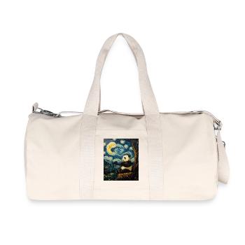 Panda Bear Van Gogh Style Starry Night - Recycled Canvas Sports Bag by Stanley/Stella - natural - Front