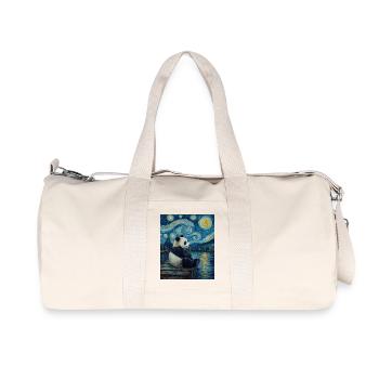 Panda Bear Van Gogh Style Starry Night - Recycled Canvas Sports Bag by Stanley/Stella - natural - Front