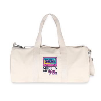 Neon 90er Kassette Design - Recycelte Canvas-Sporttasche von Stanley/Stella - Naturweiß - Vorne