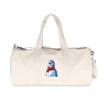 Winter Bird with Red Scarf - Recycled Canvas Sports Bag by Stanley/Stella - natural - Front
