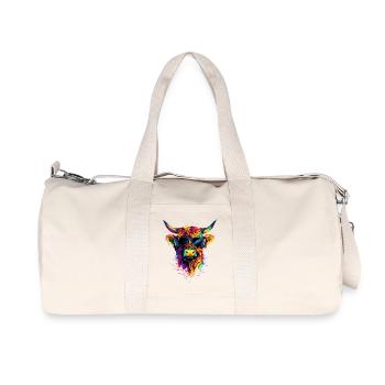 Kuh Highland Cow Hochlandrind Rind Bauernhof Kühe - Recycelte Canvas-Sporttasche von Stanley/Stella - Naturweiß - Vorne