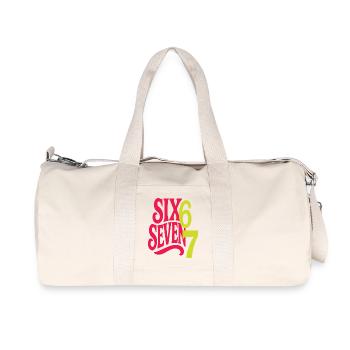 SIX SEVEN - 6 7 Pop Retro Typographic Design - Recycled Canvas Sports Bag by Stanley/Stella - natural - Front