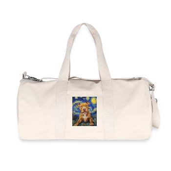 Pitbull Dog Dogs Van Gogh Style Starry Night - Recycled Canvas Sports Bag by Stanley/Stella - natural - Front