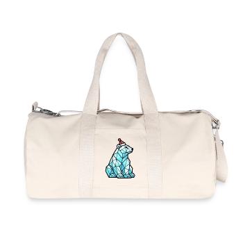Polygon Polar Bear with Santa Hat - Recycled Canvas Sports Bag by Stanley/Stella - natural - Front