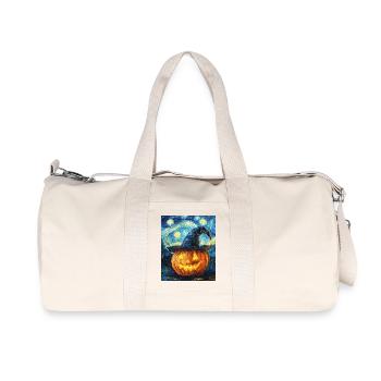 Pumpkin Halloween Van Gogh Style Starry Night - Recycled Canvas Sports Bag by Stanley/Stella - natural - Front