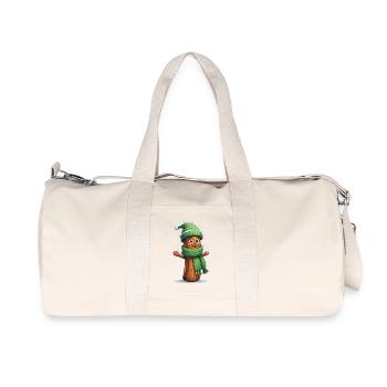Cheerful Winter Log with Scarf - Recycled Canvas Sports Bag by Stanley/Stella - natural - Front