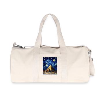 Pyramid Egypt Desert Van Gogh Style Starry Night - Recycled Canvas Sports Bag by Stanley/Stella - natural - Front
