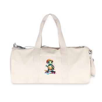 Turtle on skateboard - Recycled Canvas Sports Bag by Stanley/Stella - natural - Front
