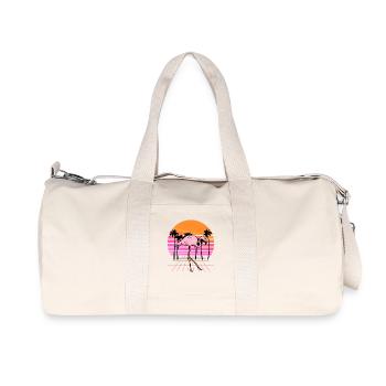 Flamingo Neon Sunset Retro - Recycled Canvas Sports Bag by Stanley/Stella - natural - Front