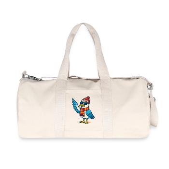 Mouette fraîche avec lunettes de soleil et casquette - Sac de sport en toile recyclée Stanley/Stella - blanc naturel - Devant