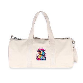 Colorful parrot with sunglasses - Recycled Canvas Sports Bag by Stanley/Stella - natural - Front