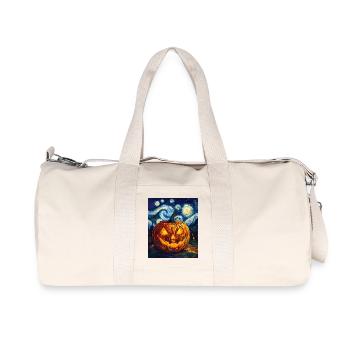 Kürbis Halloween Van Gogh Style Starry Night - Recycelte Canvas-Sporttasche von Stanley/Stella - Naturweiß - Vorne