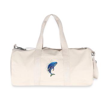 Baleine bleue Baleine Baleines bleues Baleines Chant Baleine Plongeur Baleines Océan - Sac de sport en toile recyclée Stanley/Stella - blanc naturel - Devant