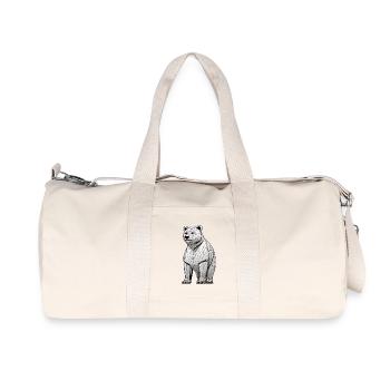 Dessin au trait géométrique de l’ours - Sac de sport en toile recyclée Stanley/Stella - blanc naturel - Devant