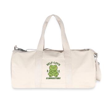 Selbstliebe Frosch – Self-Love Design - Recycelte Canvas-Sporttasche von Stanley/Stella - Naturweiß - Vorne