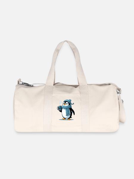 Kuschelpinguin mit blauer Mütze - Recycelte Canvas-Sporttasche von Stanley/Stella - Naturweiß