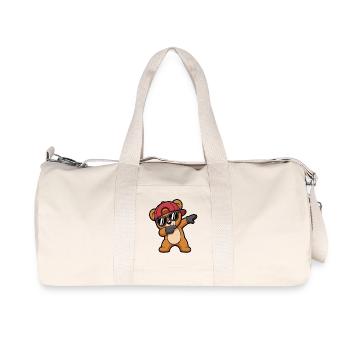 Dabbing Bär mit Cap & Sonnenbrille – Cooles Kids - Recycelte Canvas-Sporttasche von Stanley/Stella - Naturweiß - Vorne
