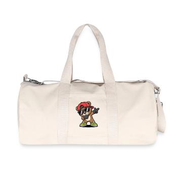 Dabbing Bär mit Cap & Sonnenbrille – Cooles Kids - Recycelte Canvas-Sporttasche von Stanley/Stella - Naturweiß - Vorne