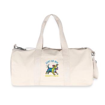 Geht ab wie Schmitts Katze – bunter Hund - Recycelte Canvas-Sporttasche von Stanley/Stella - Naturweiß - Vorne