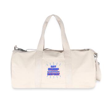 manger, dormir, basket-ball, répéter le design bleu/rouge - Sac de sport en toile recyclée Stanley/Stella - blanc naturel - Devant