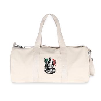 Cat Legionnaire with Italian Flag - Recycled Canvas Sports Bag by Stanley/Stella - natural - Front