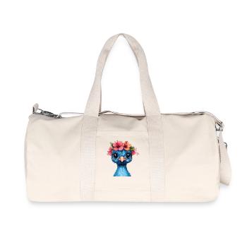 Blauer Vogel mit Hibiskuskrone - Recycelte Canvas-Sporttasche von Stanley/Stella - Naturweiß - Vorne