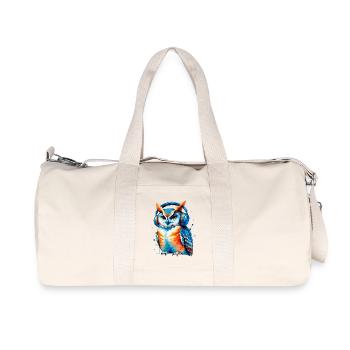 Kopfhörer Eule in Farbenspiel - Recycelte Canvas-Sporttasche von Stanley/Stella - Naturweiß - Vorne