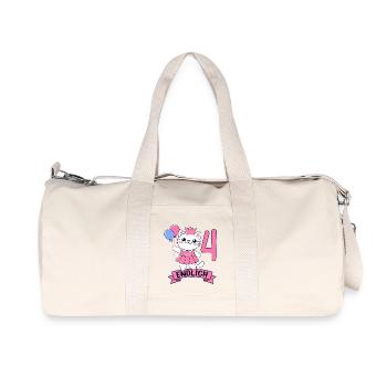 Katze Geburtstagsmotiv Endlich 4 Jahre Mädchen - Recycelte Canvas-Sporttasche von Stanley/Stella - Naturweiß - Vorne
