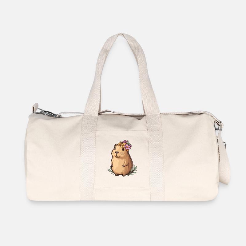 Kapibara mit Blumenkranz - Recycelte Canvas-Sporttasche von Stanley/Stella - Naturweiß